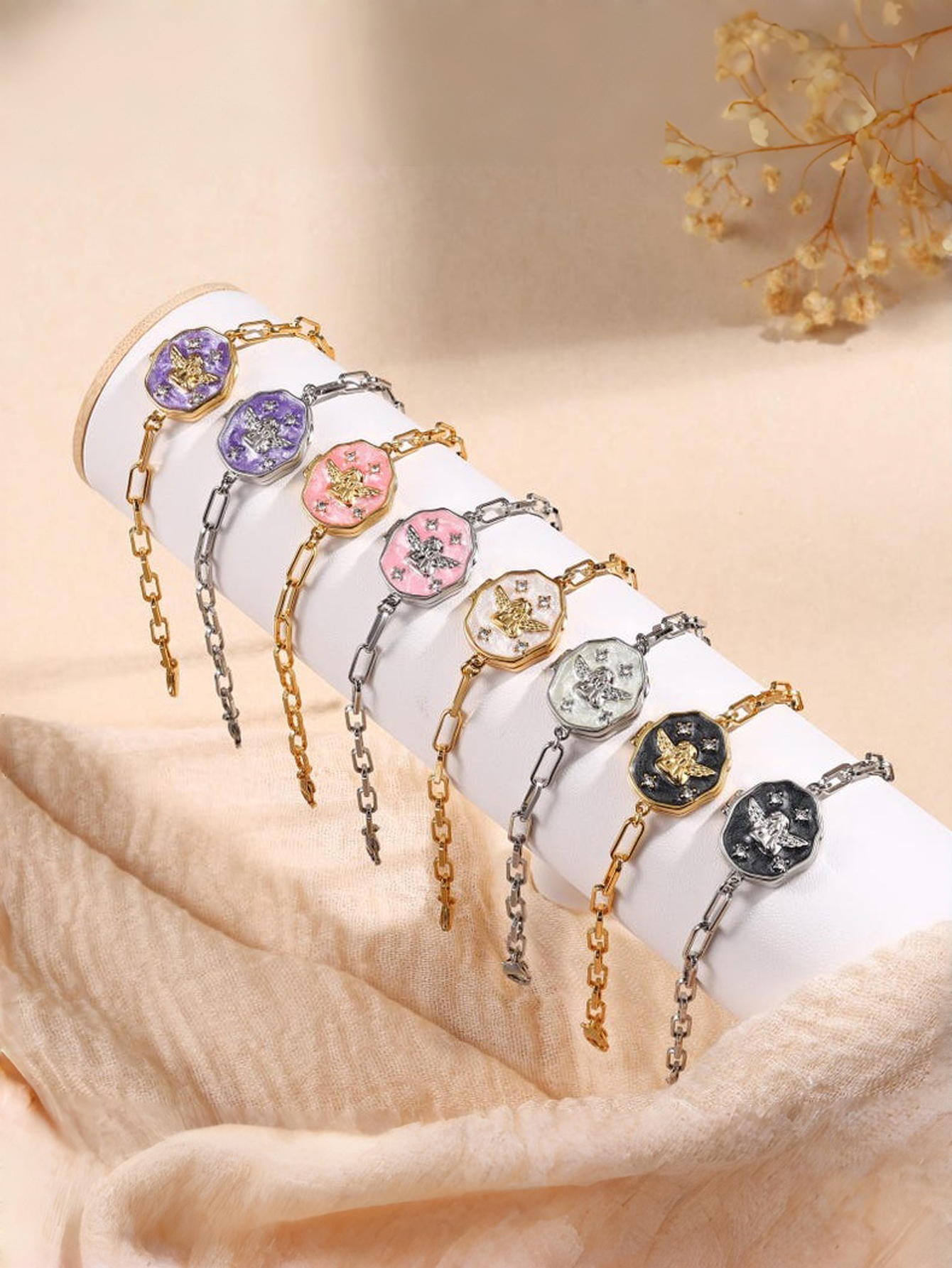 Custom Photo Pendant Bracelet, Little Angel Flip-Top Photo Bracelet